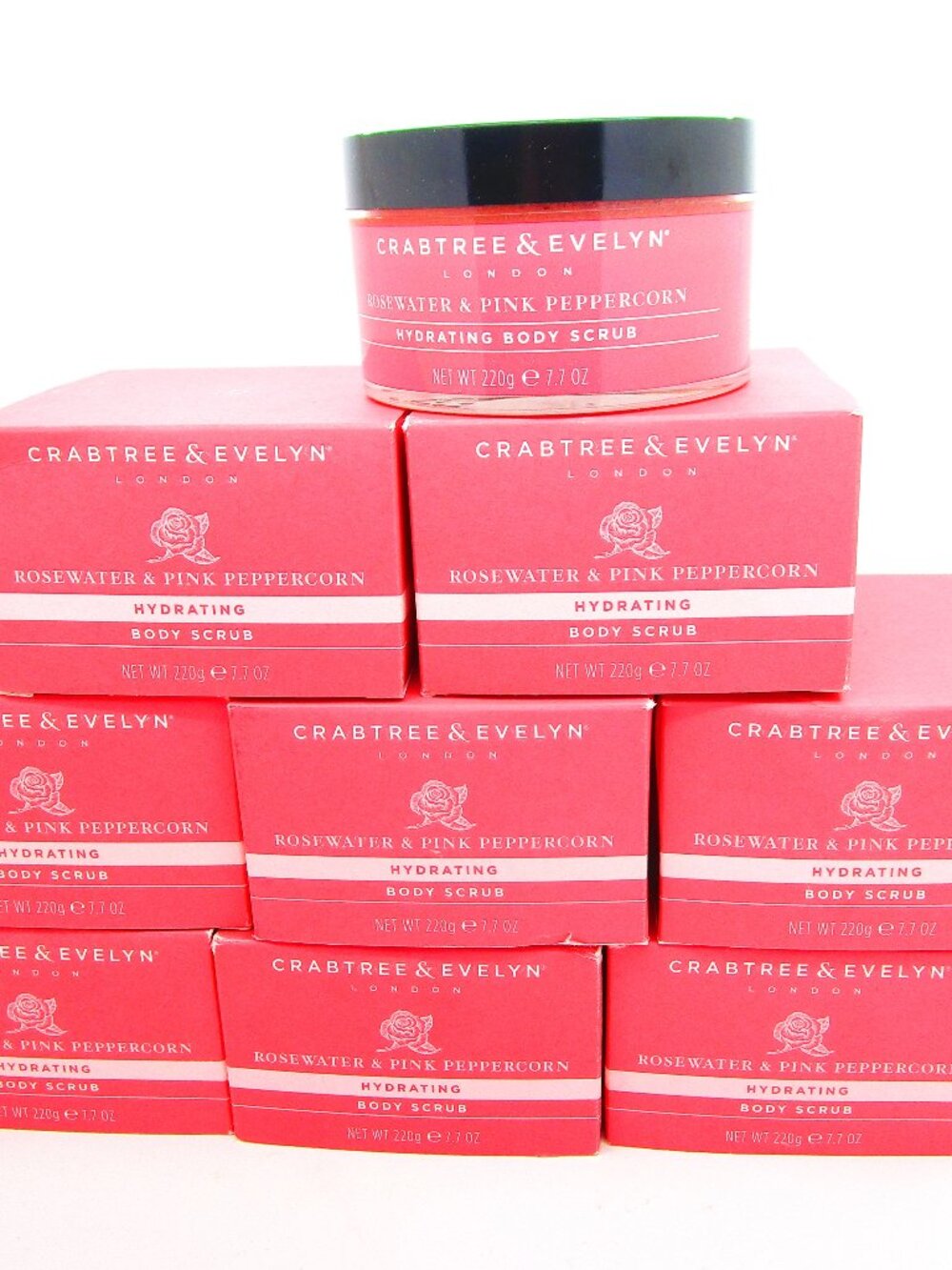[Lot of 8] Original CRABTREE & EVELYN Body Scrub ROSEWATER & PINK PEPPERCORN